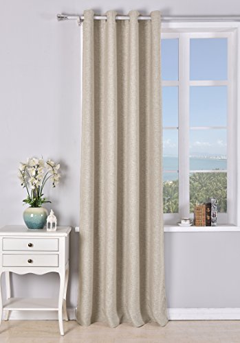 PimpamTex Blackout Curtain with 8 eyelets (1 Unit of 140x260cm) for living room, bedroom and bedroom.  Fake Linen Blackout Model (Sand)
