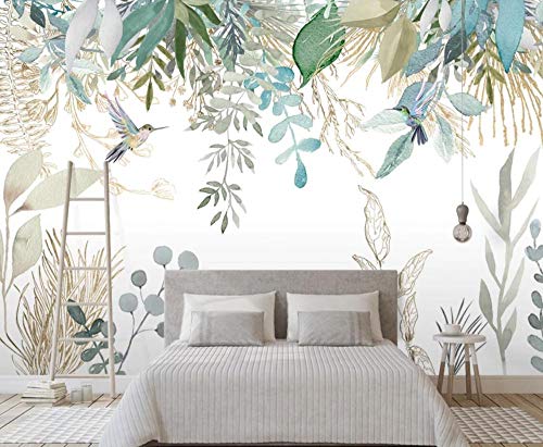 Wallpaper wall paper tropical plants, leaves, flowers and birds.  Bedroom Living Room Tv Background Wall Decoration Decorative Murals, 300x210cm (width x height)