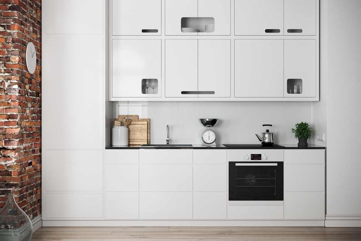 minimalistic kitchen linear 3 light pendant white