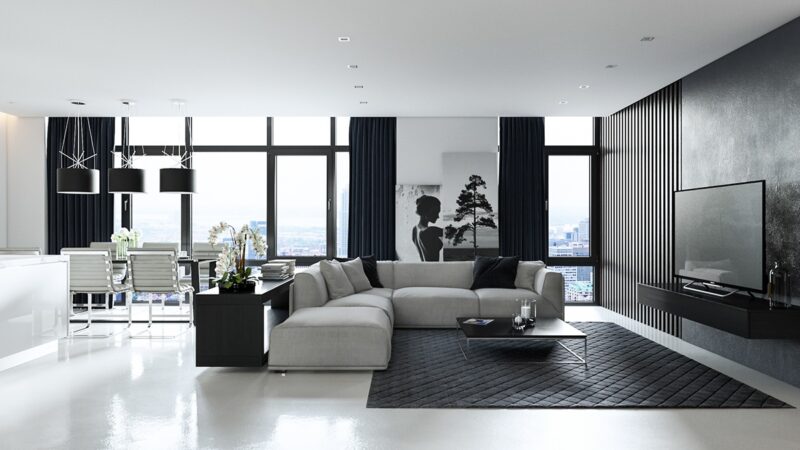 Black And White Furniture For Minimal, Black And White Living Room Sofa Set