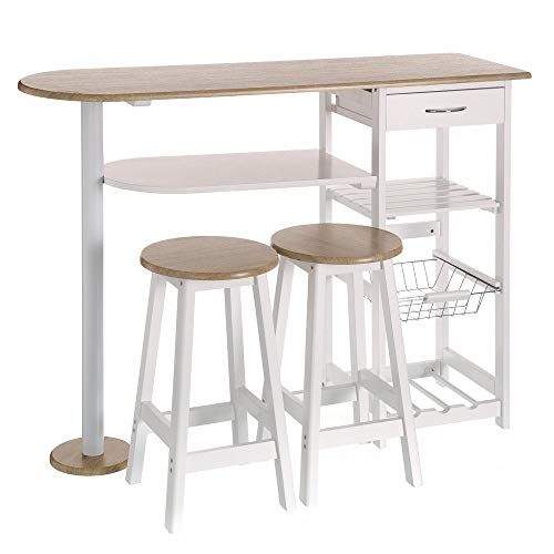 Basic white wood modern bar kitchen table - LOLAhome