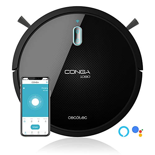 Cecotec Robot vacuum cleaner and floor scrubber Conga 1090 Connected Force, App Control, Vacuum, Sweep, scrub and mop, 1400 Pa, Special Brush for Pets, Smart Scrubbing, Alexa & Google Assist