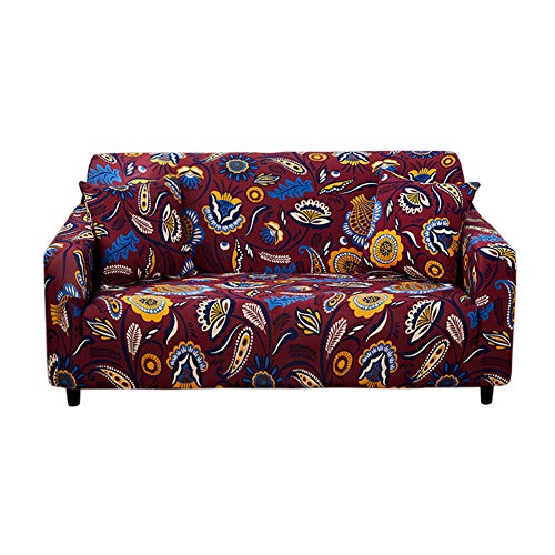 HOTNIU 4 Seater Sofa Cover Elastic Sofa Covers Adjustable Sofa Covers Printed Sofa Cover with 1 Cushion Cover, Four Seater, AX Pattern