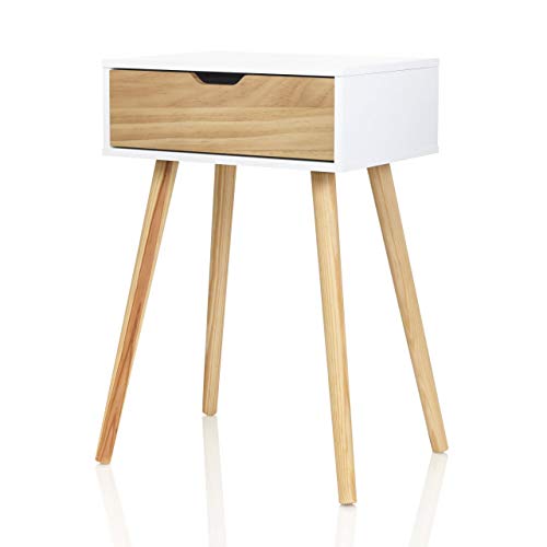 Möbelfreude Doluna - Side table with pine wood drawer and four legs, 40 x 30 x 60 cm