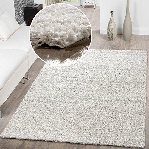 T&T Design Shaggy - Rug for living room, different prices, various colors, cream, 120 x 170 cm