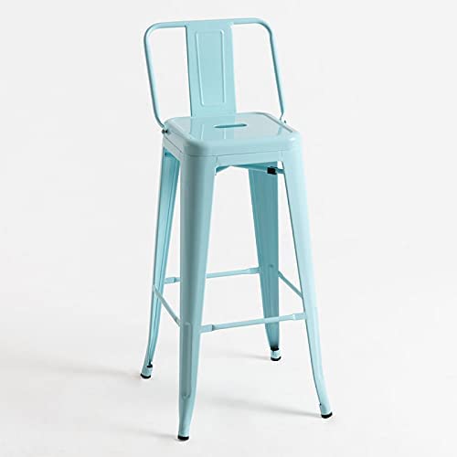 Miguel Gifts - Tall Stools - Torix Backrest Stool - Sky Blue - Shipping From Spain