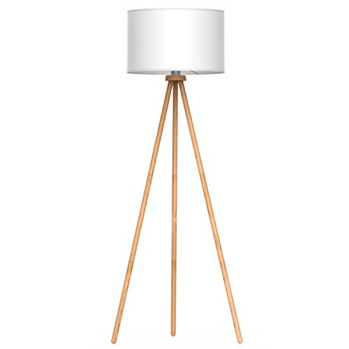 Tomons LED Floor Lamp Modern Floor Lamp Wooden Vertical Lamp with Removable Tripod for Living Room, Bedroom, Study