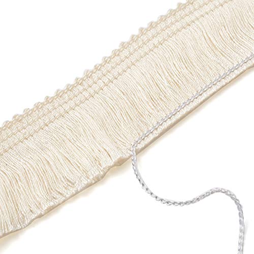 Beadthoven 25m Fringe Tassel, 2.5cm Fiber Lace Trim, Linen Embroidered Ribbon for Clothing, Wedding Curtains, Dressing Lamp, Home Decor