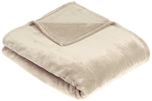 Amazon Basics Velvet Plush Throw Soft Velvet Touch Blanket, Sand, 229 x 229cm