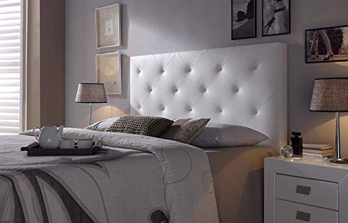 Upholstered Headboard Rombo 150X60 White, Padded with Foam, 8 cm Thick, Includes Hardware for Hanging