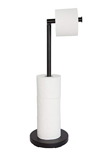 KOOK TIME toilet paper roll holder - Matte Black Lacquered Metal - Dia.  18 cm v H 56 cm - Toilet Paper Holder for Bathrooms.  Black bathroom accessory.