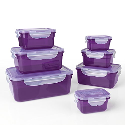 GOURMETmaxx - Airtight Food Container Set, Purple, 25x 18x 17.5 cm, 14 Pieces