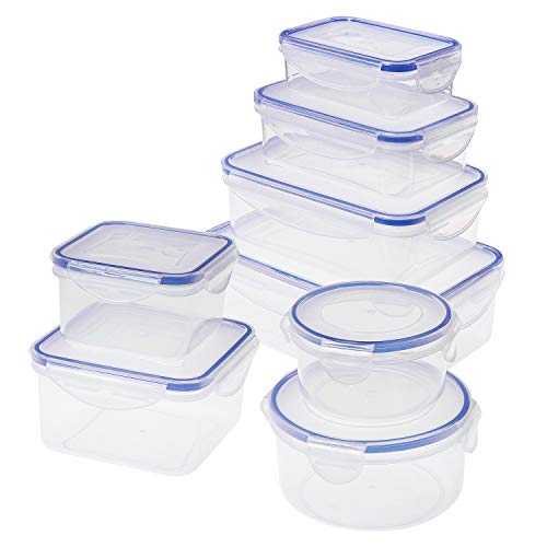 SIKITUT Plastic Food Containers, Food Container Set, 8 Piece Airtight Containers, Dishwasher, Microwave and Freezer Safe, Leak Proof, BPA Free