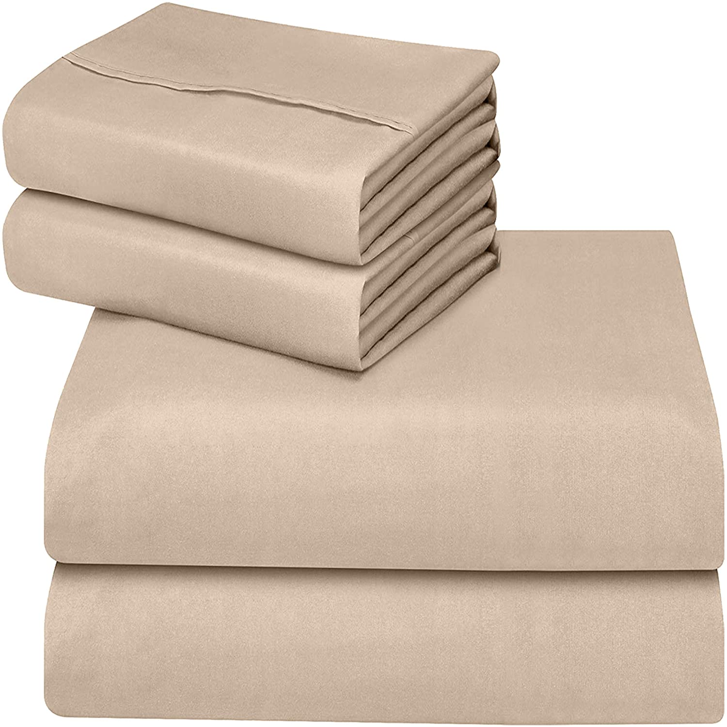 Utopia Bedding Bed Sheet Set - Brushed Microfiber - Sheets and Pillowcases (Bed 180, Beige)