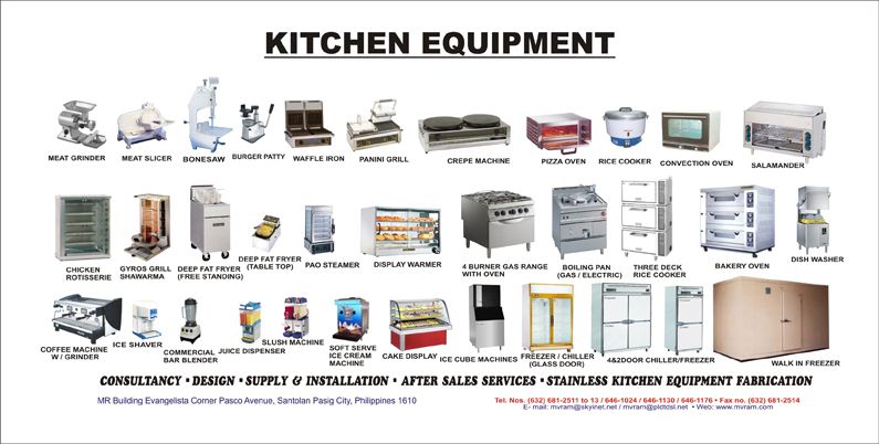 What are the 4 categories of kitchen equipment?
